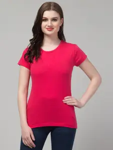 Trend Level Round Neck Short Sleeves Cotton Top