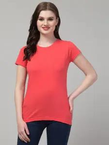 Trend Level Round Neck Short Sleeves Cotton Top