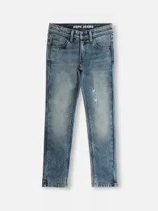 Pepe Jeans Boys Slim Fit Mildly Distressed Heavy Fade Stretchable Jeans