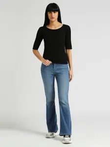 Pepe Jeans Self Design Ribbed Knitted Weave Top