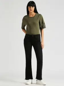 Pepe Jeans Women Bootcut Mid-Rise Stretchable Jeans