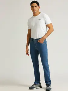 Pepe Jeans Men Slim Fit Mid-Rise Dark Shade Clean Look Stretchable Jeans