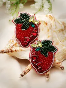 Moedbuille Contemporary Beads & Stones Studded Crystals Strawberry Desig Drop Earrings