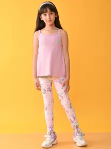 Anthrilo Girls Printed T-shirt with Leggings