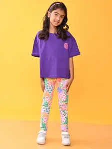 Anthrilo kids Girls Pure Cotton T-shirt Leggings Clothing Set