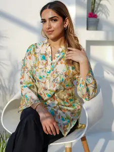 Libas Floral Printed Mandarin Collar A-Line Kurti