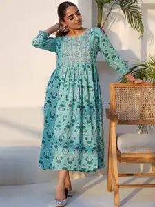 Libas Ethnic Motifs Printed Cotton Fit and Flare Ethnic Dress