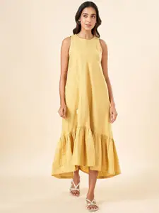 AKKRITI BY PANTALOONS Round Neck Cotton A-Line Midi Dress