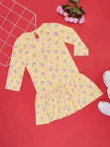 YU by Pantaloons Girls Floral Printed Cotton Drop-Waist Dress