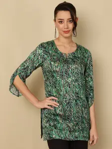 AKIMIA Botanical Printed Dobby Straight Kurti