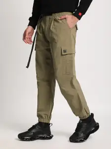 THE BEAR HOUSE Men Mid-Rise Easy Wash Regular Fit Cargos Trousers