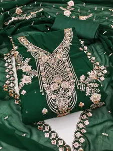 MANVAA Ethnic Motifs Embroidered Beads & Stones Detailed Unstitched Dress Material