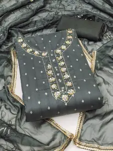 MANVAA Floral Embellished Beads and Stones Unstitched Dress Material