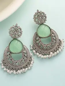 KARATCART Silver Plated Contemporary Chandbalis