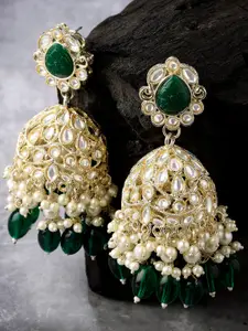 KARATCART Gold Plated Kundan Stone Studded Kundan Jhumki Earrings
