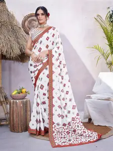 KALINI Floral Printed Leheriya Saree