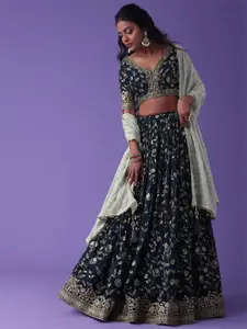 FABPIXEL Embellished Sequinned Semi-Stitched Lehenga & Unstitched Blouse With Dupatta