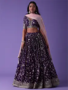FABPIXEL Embroidered Sequinned Semi-Stitched Lehenga & Unstitched Blouse With Dupatta