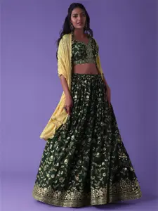 FABPIXEL Embellished Sequinned Semi-Stitched Lehenga & Unstitched Blouse With Dupatta