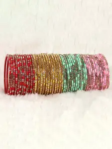 LAVAZZA Set of 48 Crystals Stone Studded Glass Bangles