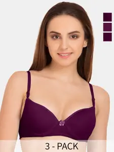Tweens Pack of 3 Medium Coverage Heavily Padded Push-Up Bras with All Day Comfort