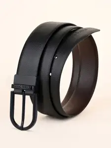 LOUIS STITCH Men Textured Leather Reversible Formal Belt