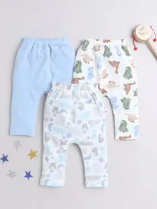 BUMZEE Infant Boys Pack Of 3 Mid-Rise Printed Cotton Lounge Pants