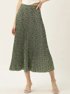 WISSTLER Floral Printed Flared Maxi Skirt