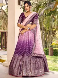 FABPIXEL Embellished Sequinned Semi-Stitched Lehenga & Unstitched Blouse With Dupatta