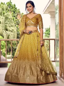 FABPIXEL Embellished Sequinned Semi-Stitched Lehenga & Unstitched Blouse With Dupatta