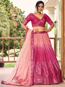 FABPIXEL Embellished Sequinned Semi-Stitched Lehenga & Unstitched Blouse With Dupatta