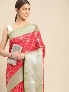 PATLIPALLU Floral Woven Design Zari Art Silk Banarasi Saree
