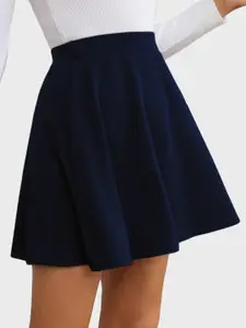 BUY NEW TREND Self Design A-Line Mini Skater Skirt