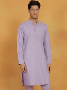 VASTRAMAY Mandarin Collar Cotton Silk Kurta