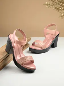 The Roadster Lifestyle Co. Peach Coloured Open Toe Platform Heels