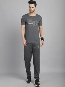 MACK JONNEY Anthracite Typography Printed Cotton T-Shirt With Track Pant