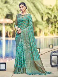 Reeta Fashion Striped Woven Design Zari Organza Saree