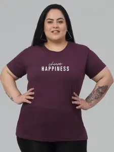 Trend Level Plus Size Typography Printed Pure Cotton T-shirt