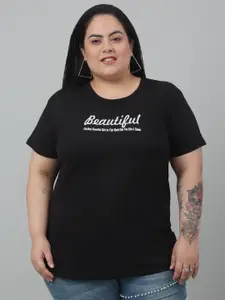 Trend Level Typography Printed Short Sleeves Round Neck Cotton T-shirt