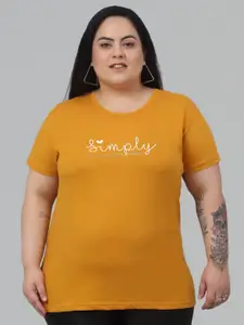 Trend Level Plus Size Typography Printed Round Neck Cotton T-shirt