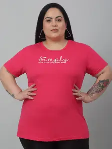 Trend Level Plus Size Typography Printed Cotton T-shirt