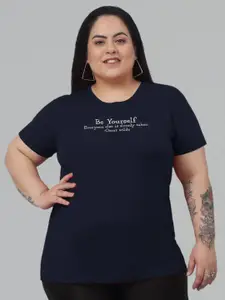 Trend Level Typography Printed Short Sleeves Round Neck Cotton T-shirt