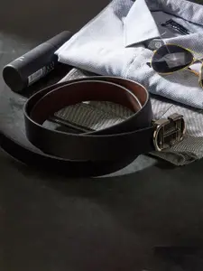 KEZRO Men Textured Leather Reversible Belt