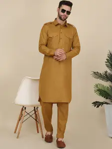 KRAFT INDIA Shirt Collar Pure Cotton Pathani Kurta With Salwar