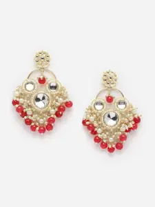 Anouk Gold-Toned Gold-Plated Kundan Contemporary Drop Earrings