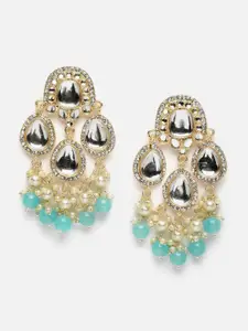 Anouk Gold-Plated Kundan-Studded & Pearls Beaded Classic Drop Earrings