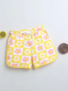 BUMZEE Girls Floral Printed Mid-Rise Cotton Shorts