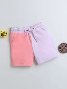 BUMZEE Girls Colourblocked Regular Fit Cotton Shorts