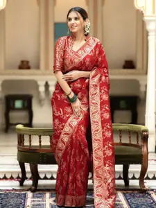 KALINI Floral Woven Design Zari Saree