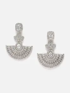 DressBerry White Rhodium-Plated AD Drop Earrings